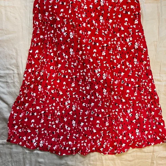 A New Day - Women's Short Sleeve Maxi Sundress Red Floral - Picture 5 of 7
